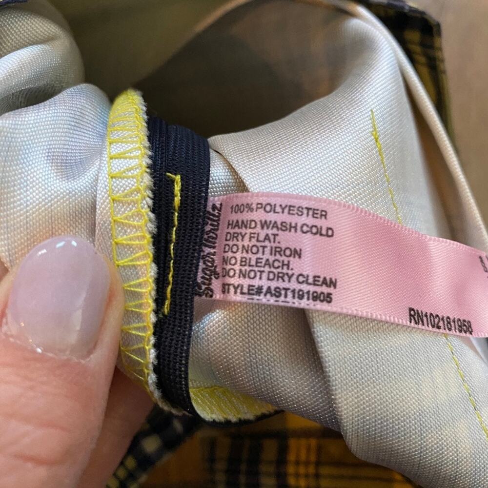 Sugar Thrillz Dolls Kill Frenemies Forever Plaid Skirt Yellow Plaid Clueless M - Picture 5 of 8